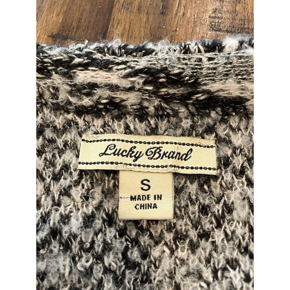 Lucky Brand Cardigan Sweater Womens Size Small Black And White Open Wool Blend - Picture 4 of 8